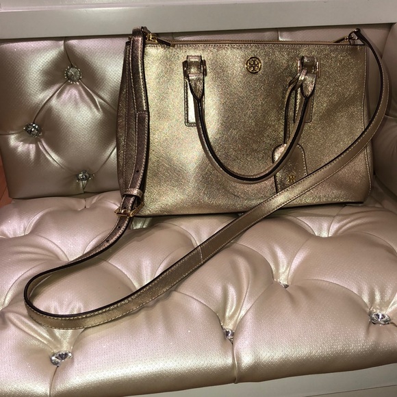 Tory Burch Robinson Metallic Mini Double Zip Bag - Picture 8 of 16